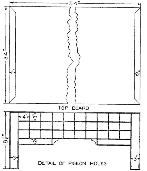 antique desk plans - detail of pigeonhole